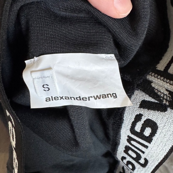 T by Alexander Wang Corduroy Cropped Logo Elastic Top in Black Small - Picture 4 of 5